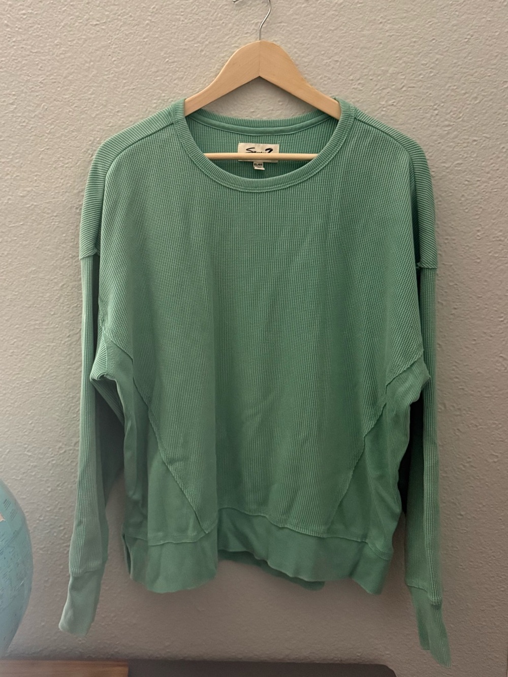 Seafoam Green Waffle Shirt with thumb holes